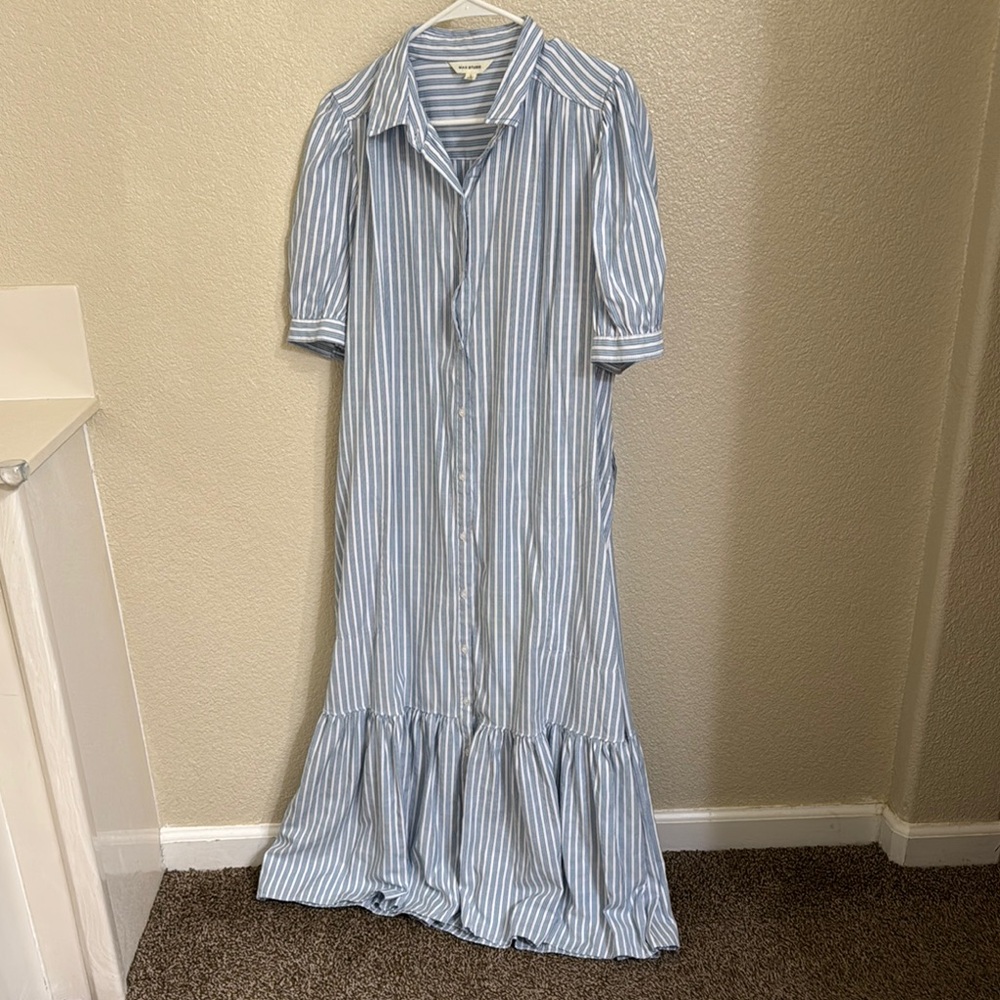Blue Striped Maxi Dress